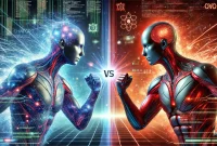 Ilustrasi OpenAI vs DeepSeek. (ChatGPT)
