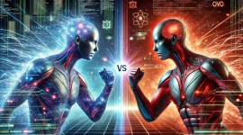 Ilustrasi OpenAI vs DeepSeek. (ChatGPT)