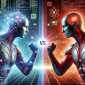 Ilustrasi OpenAI vs DeepSeek. (ChatGPT)