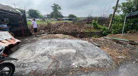 Lokasi pohon beringin yang kini telah dicor pasca ditebang 